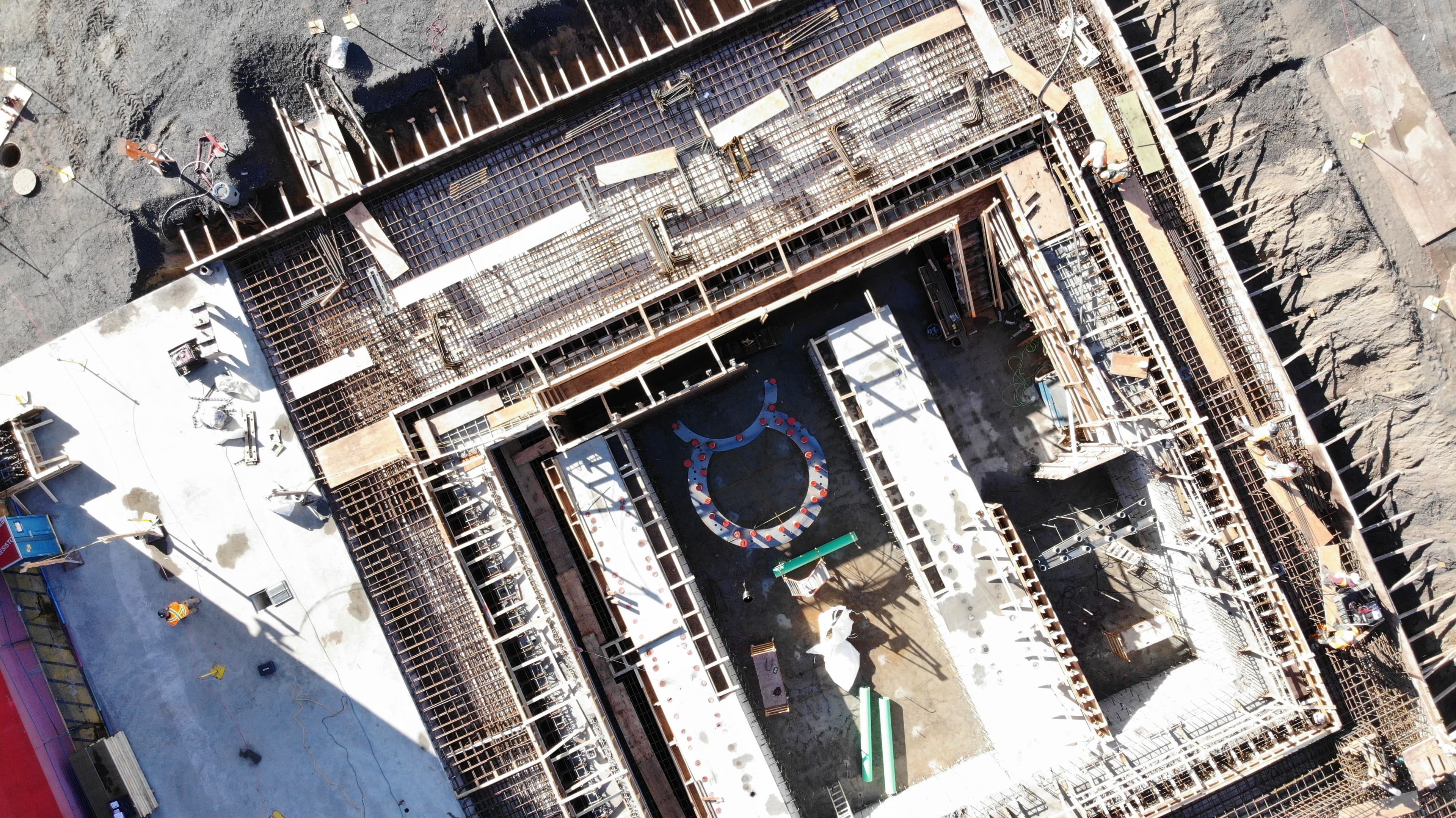 Vue aérienne d'un chantier de construction réalisé par CSL Ltée